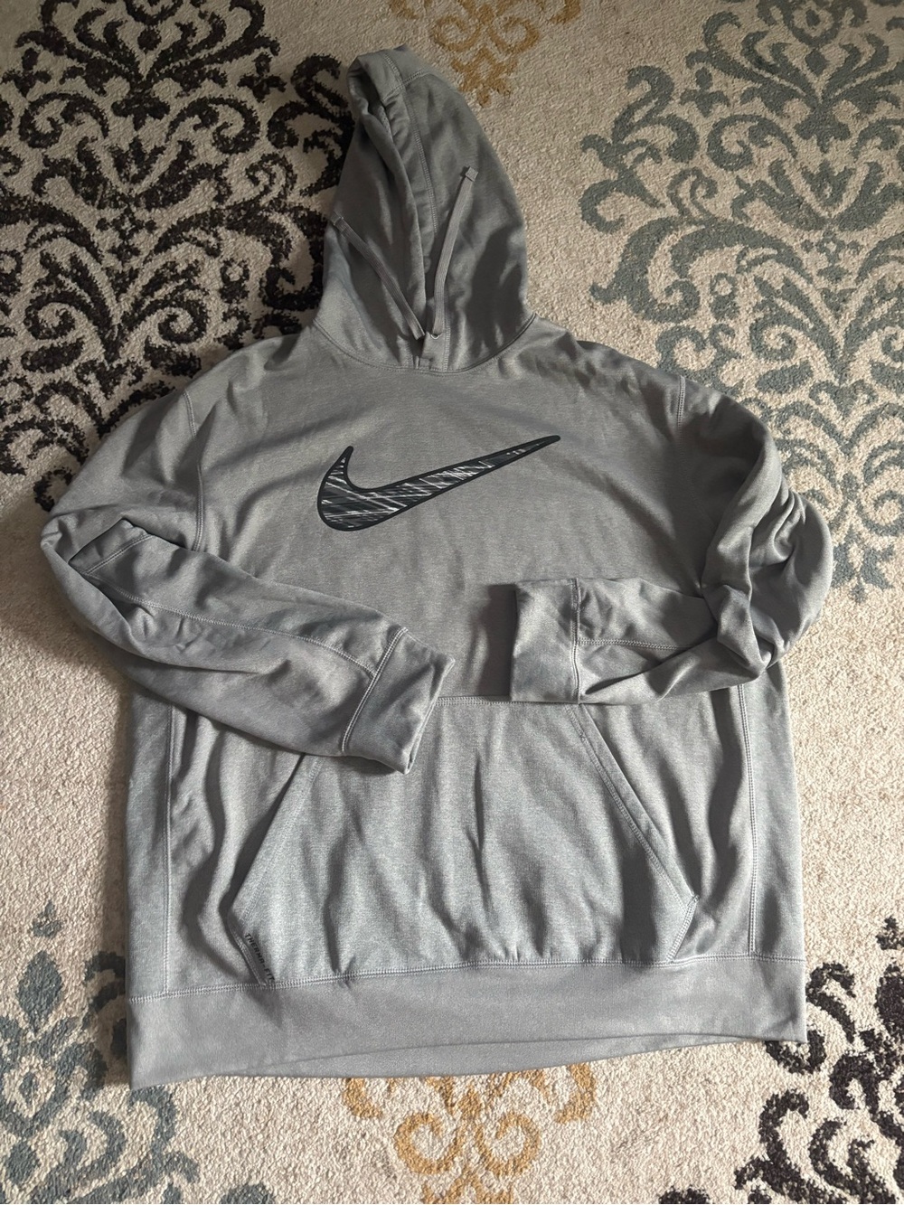 Nike Gray Men's Pullover Hoodie with Black Swoosh